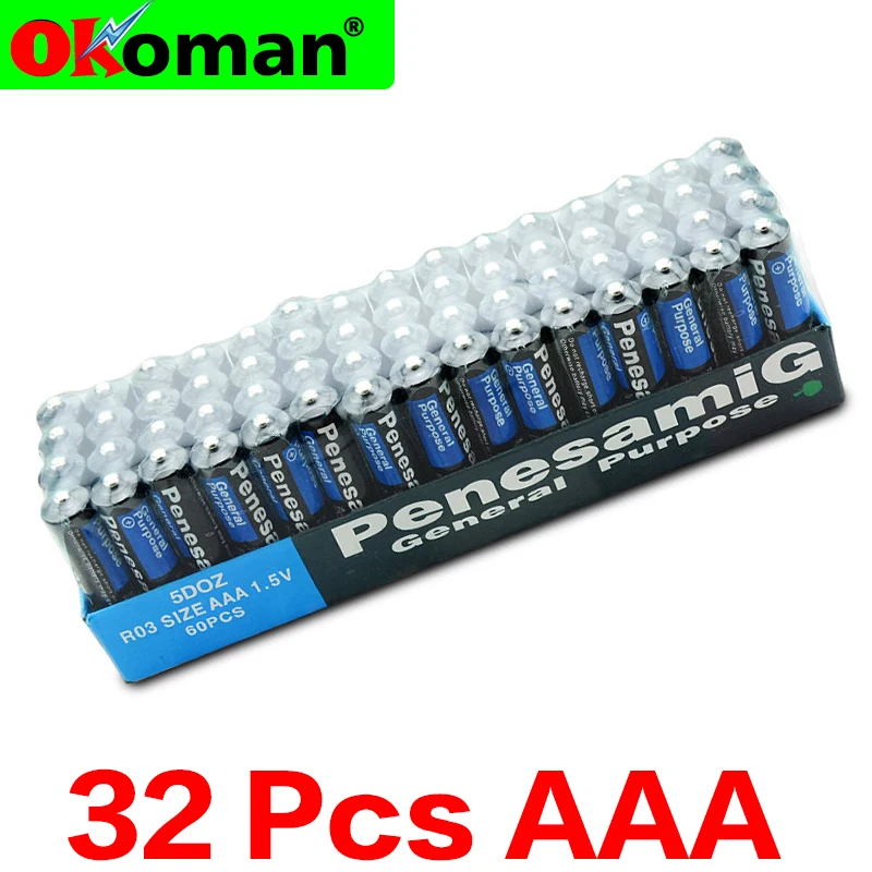 32pcs Carbon dry pilas aaa 1.5V Battery R03 R3C For Camera Calculator Alarm Clock Remote Control UM4 | Электроника