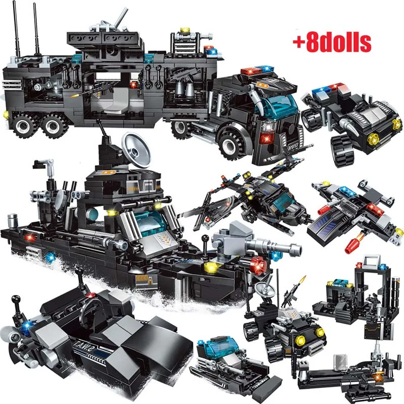 

792pcs City Police Station Car Building Blocks For City SWAT Team Truck House Blocks Technic Diy Toy For Boys Children