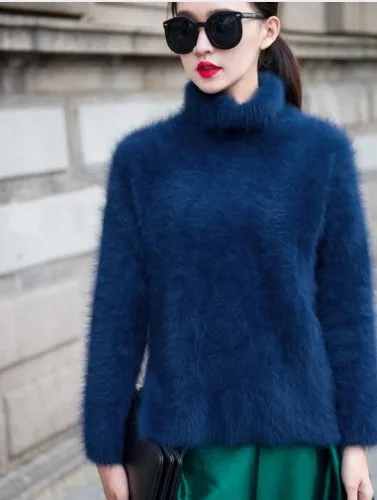 

pullovers sweater women long cashmere knitted pure mink jacket Customized color free shipping S43