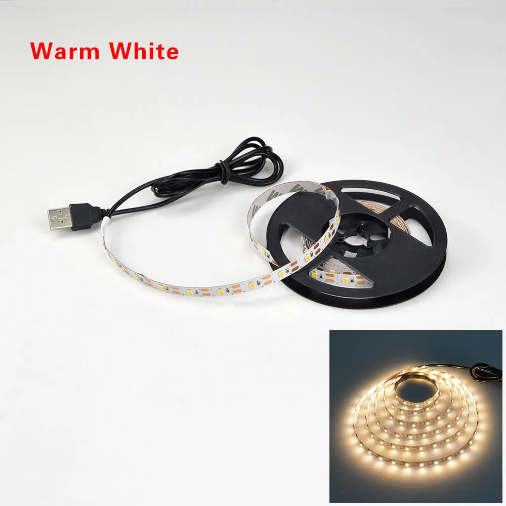 Warm White Светодиодный Светильник-ночник DC5V с usb-кабелем 50 см 1 м 2 м 3 м 4 м 5 м USB светодиодный светильник SMD 3528 для ТВ/ПК/ноутбука - Испускаемый цвет: Warm White