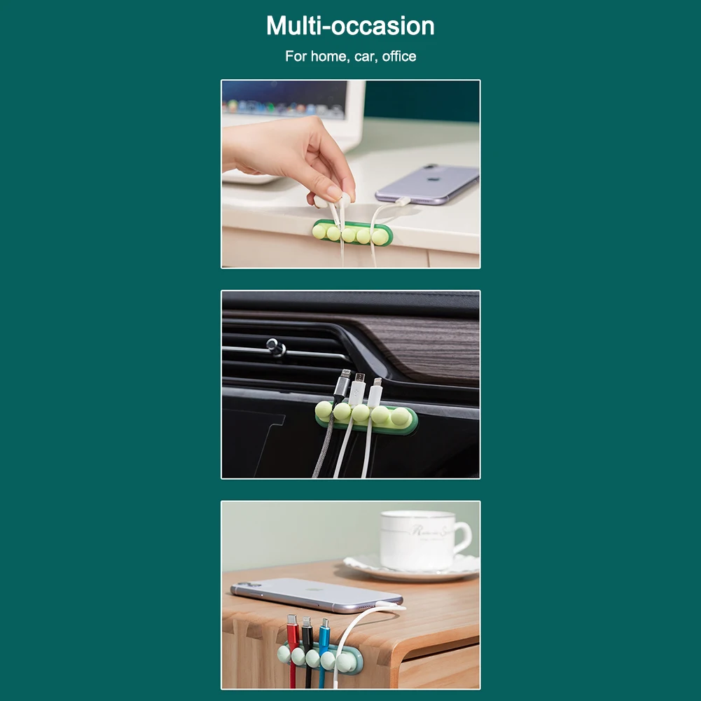 

USB Cable Organizer Wire Winder Silicone Tie Fixer Wire Management organizador Cord Clip Office Desktop Phone Cables holder