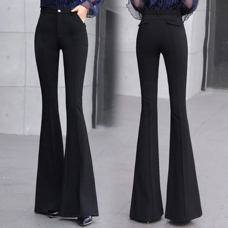 Мама повседневные Черные длинные широкие брюки женские весенние с высокой