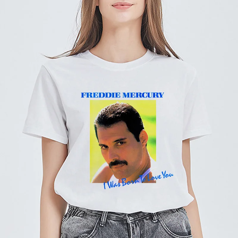 Showtly Freddie Mercury The Queen Band футболка женская оверсайз винтажные Женские повседневные