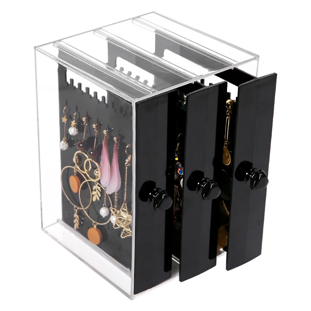 

Acrylic Earrings Display Stand Jewelry Storage Box Dustproof Drawers Rack Holder Storage Case Earrings Hanger Display Stand T