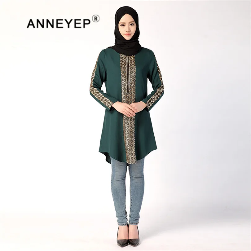 Ближний Восток Большие размеры Abayas мусульманская блузка Исламская одежда для