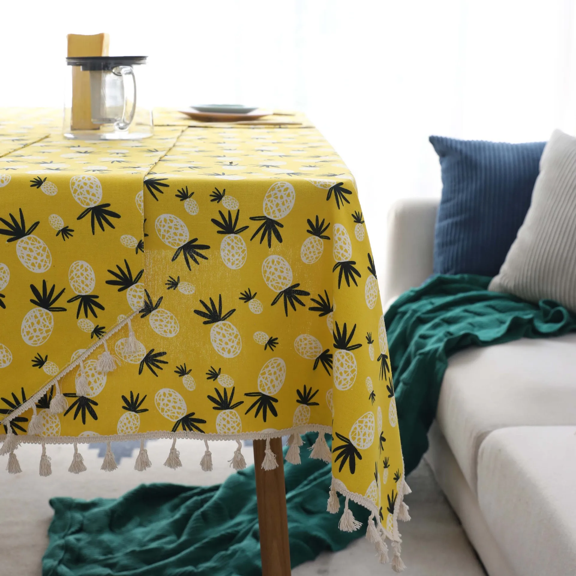 Простая скатерть из хлопка и льна с гордой розой Настольная креативная принтом