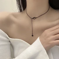 xialuoke new fashion geometric black star pendant necklaces for women bohemia short clavicle chain lady jewelry accessories