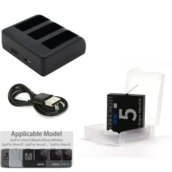 1 BatteryAndCharger hero 7 аккумулятор 1600 мАч AHDBT-501 батарея для Gopro 7 батареи+ 3 порта зарядное устройство для GoPro hero 7 6 5 Go Pro hero 5 камера - Цвет: 1 BatteryAndCharger