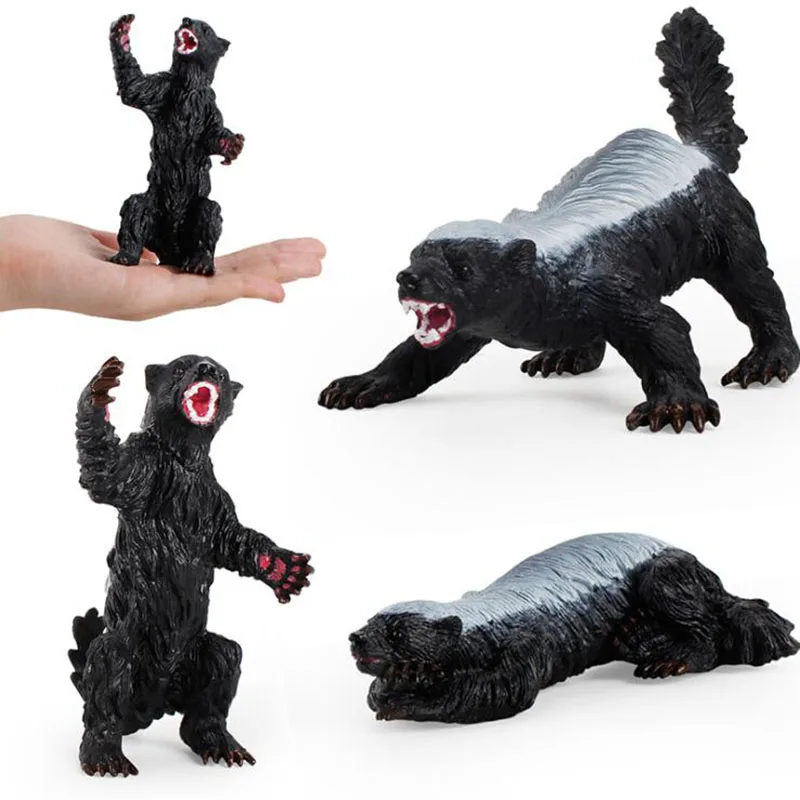 

Children's Cognitive Solid Static Model Toy Simulation Wild Animal Model Honey Badger Flathead Desktop Decoration
