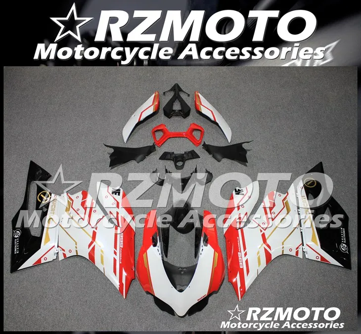 

Injection Mold New ABS Whole Fairings Kits For Ducati 899 1199 Panigale 2012 2013 2014 12 13 14 Bodywork set red golden