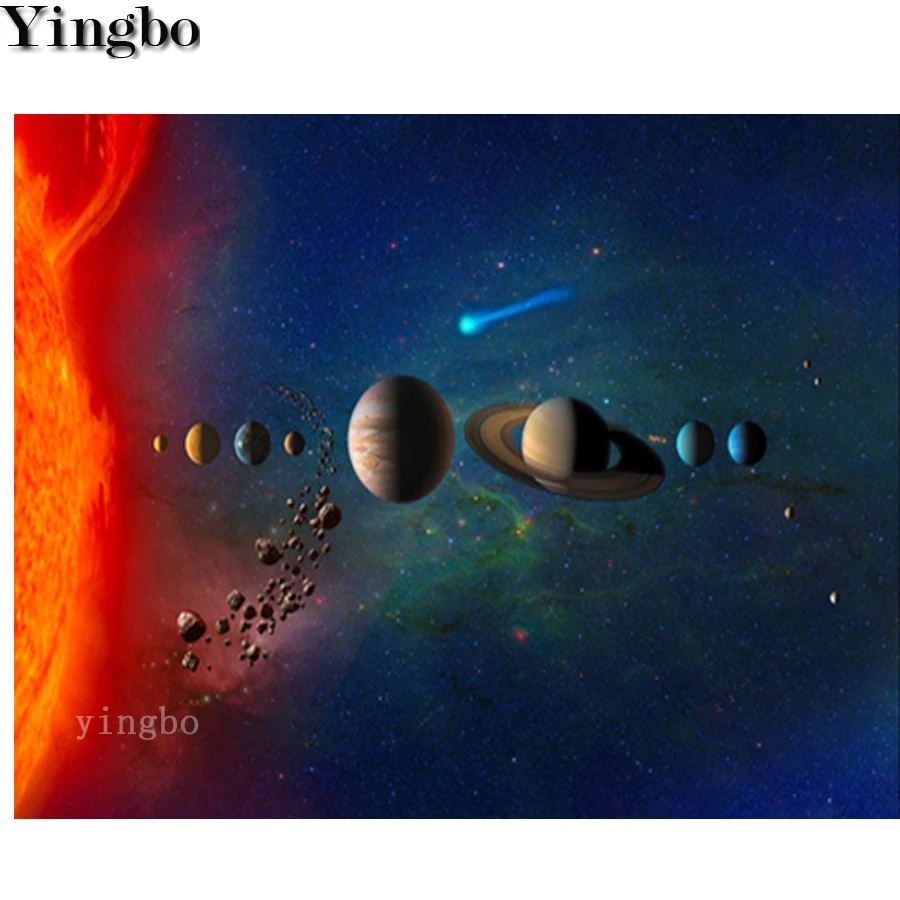 

5D Diamond Painting Cross Stitch kit Solar system universe planet 5D Square round Diamond Embroidery Rhinestones Diamond Mosaic