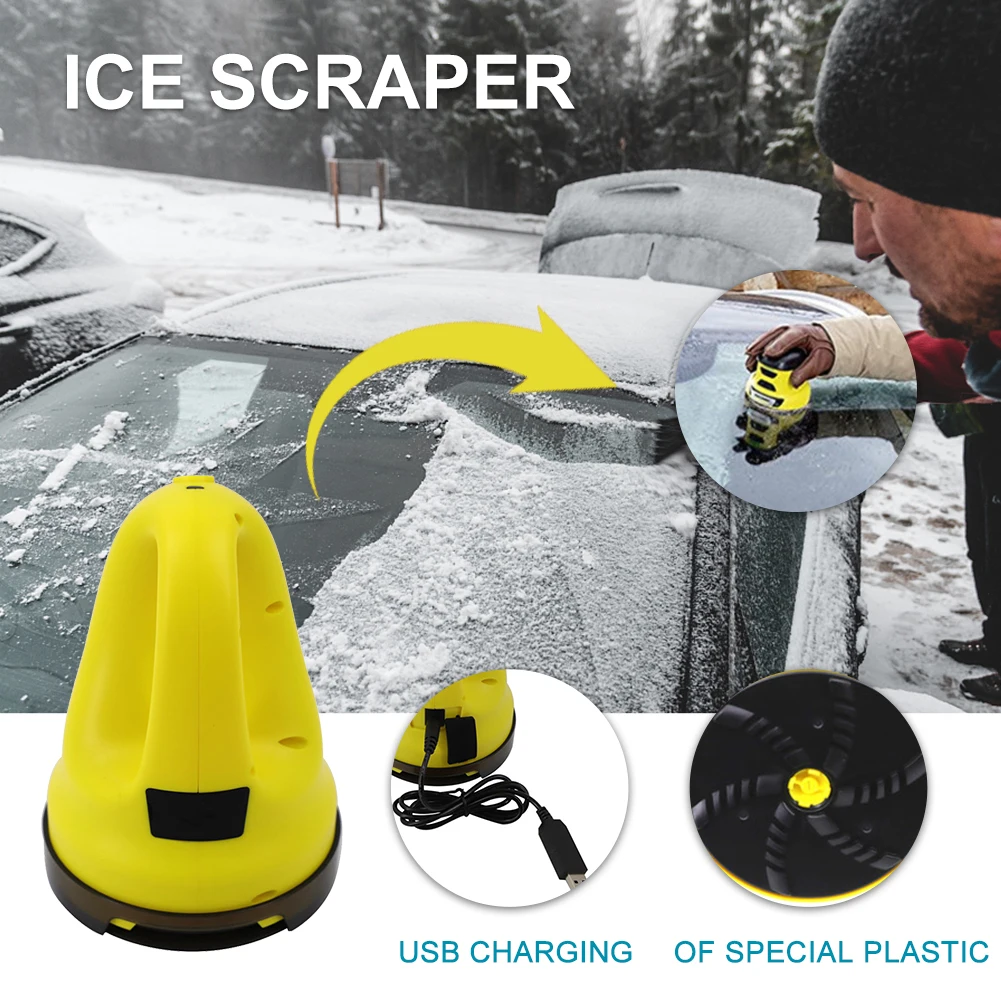 

Defrost Scraping Snow Remover Multifunctional Tool Winter Electric USB Car Window Portable Deicer Windshield Ice Scraper A Round