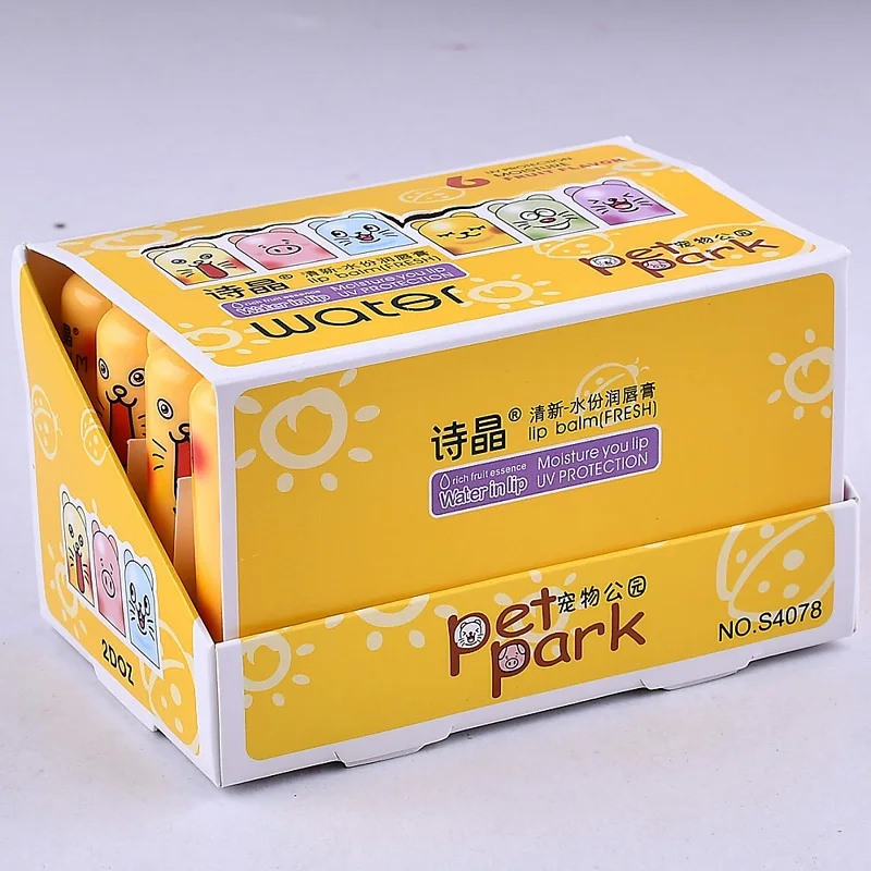 

24pcs/lot Moisturizing Fruit Flavor Colourless Cartoon Lip Balm Natural Plant Lip Gloss Fruit Embellish lipstick Makeup Tools