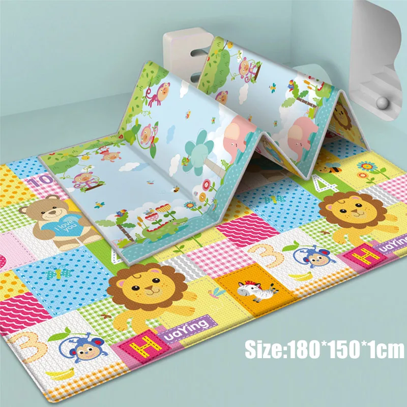 

Baby Crawling Playmat Foldable Floor Mat Toys Carpet Soft Rug for Kids Toddler Double-sided Play Mat 1cm Thick Waterproof