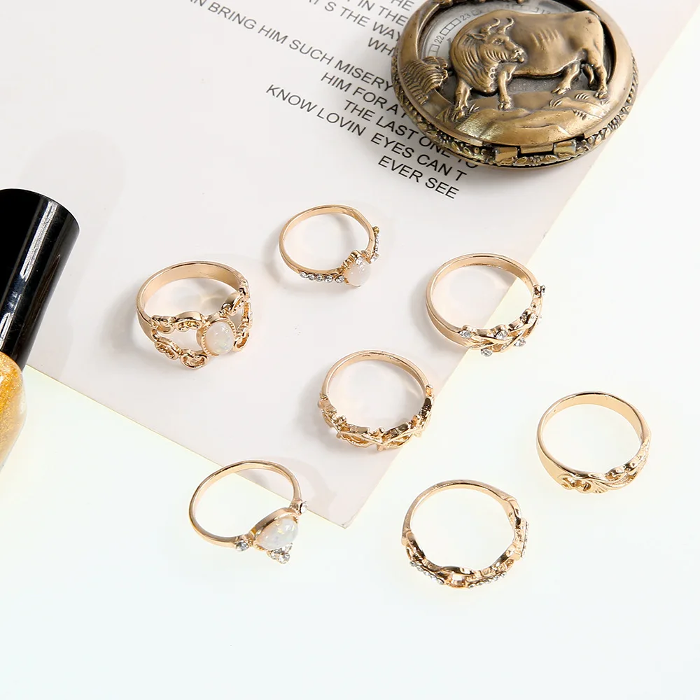 11 шт./компл. богемные женские кольца звезда корона крест змея геометрия кристалл