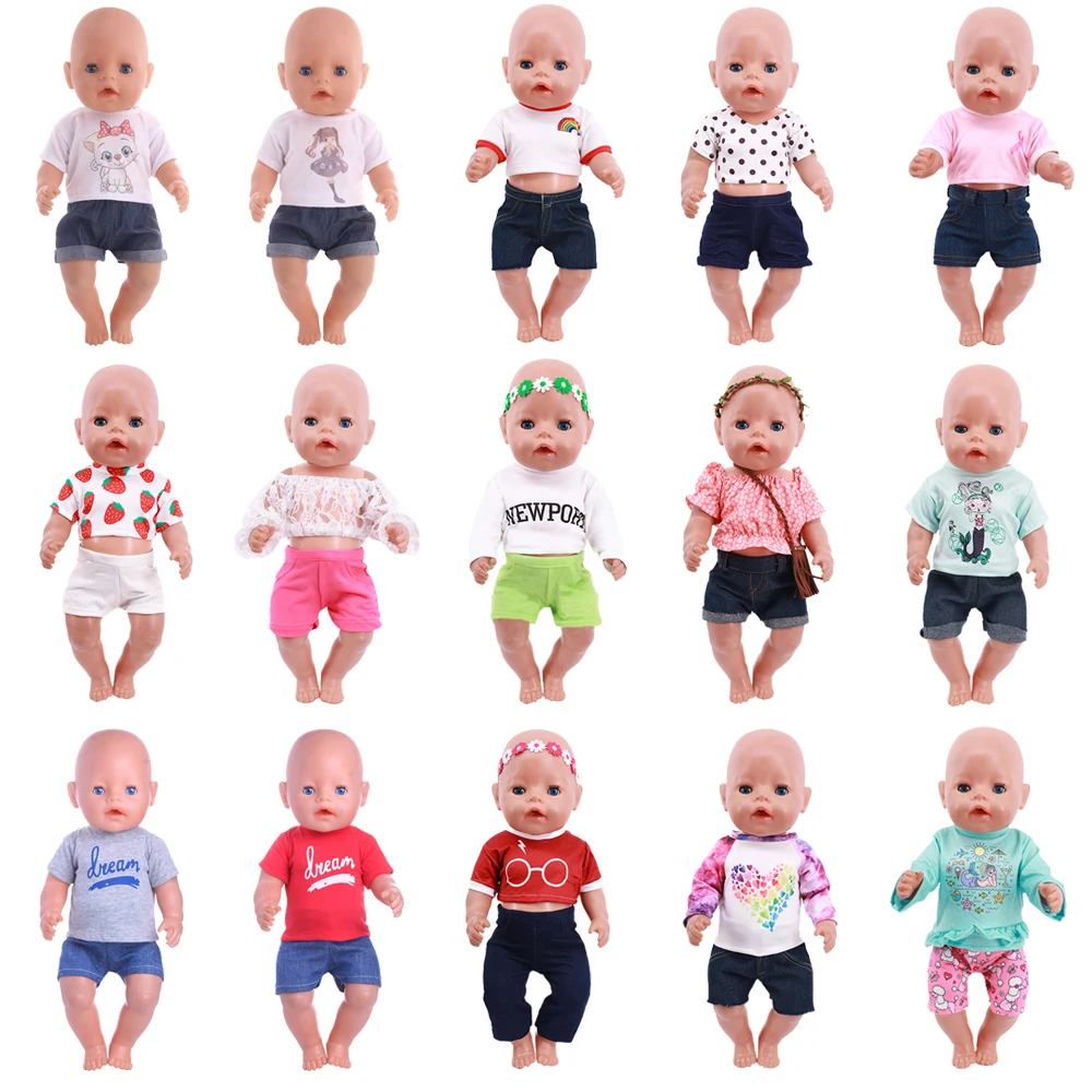 2 шт./комплект футболки и штаны для кукол 18 дюймов