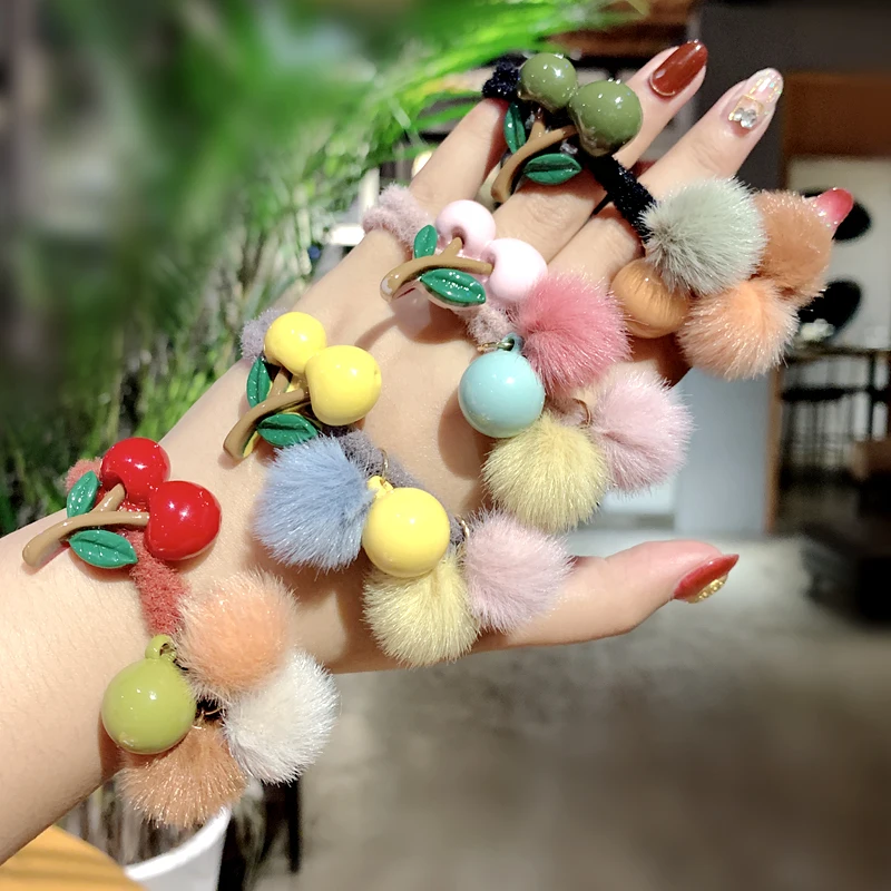 Резинки для волос женские и разноцветные резинки фиксации хвостиков с вишенками