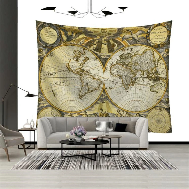 Карта мира гобелен на стену Искусство Наклейка Пляжное Полотенце покрывало