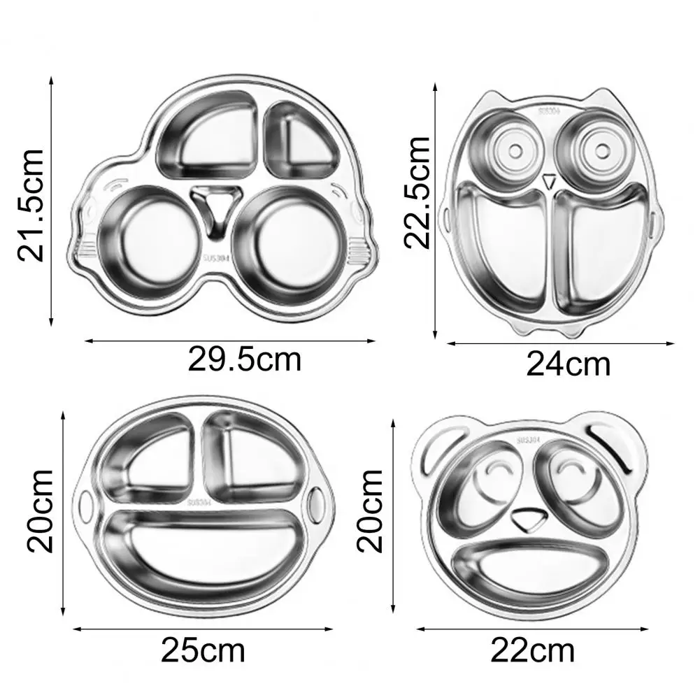 

Kid Dinner Plate Cartoon Rust-proof Stainless Steel Baby Food Plate Anti-fall Deepening Divider Plate Kindergarten Dinner Plate