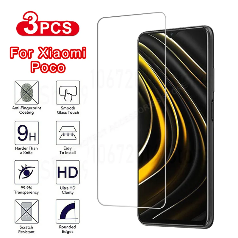 

3pcs Tempered Glass For Xiaomi Mi Poco X3 Pro F3 M2 F2 M3 Pro Screen Protector For Xiomi Poco Pocophone X3 NFC M2 M3 Pro Glass
