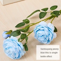 45cm blue three headed peony bouquet silk big flower fake plants home accessories bedroom decor artificial plants