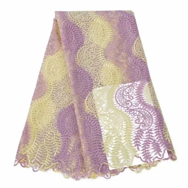 Двухцветное 2019 Новое Африканское кружевное полотно 5 ярдов высококачественное