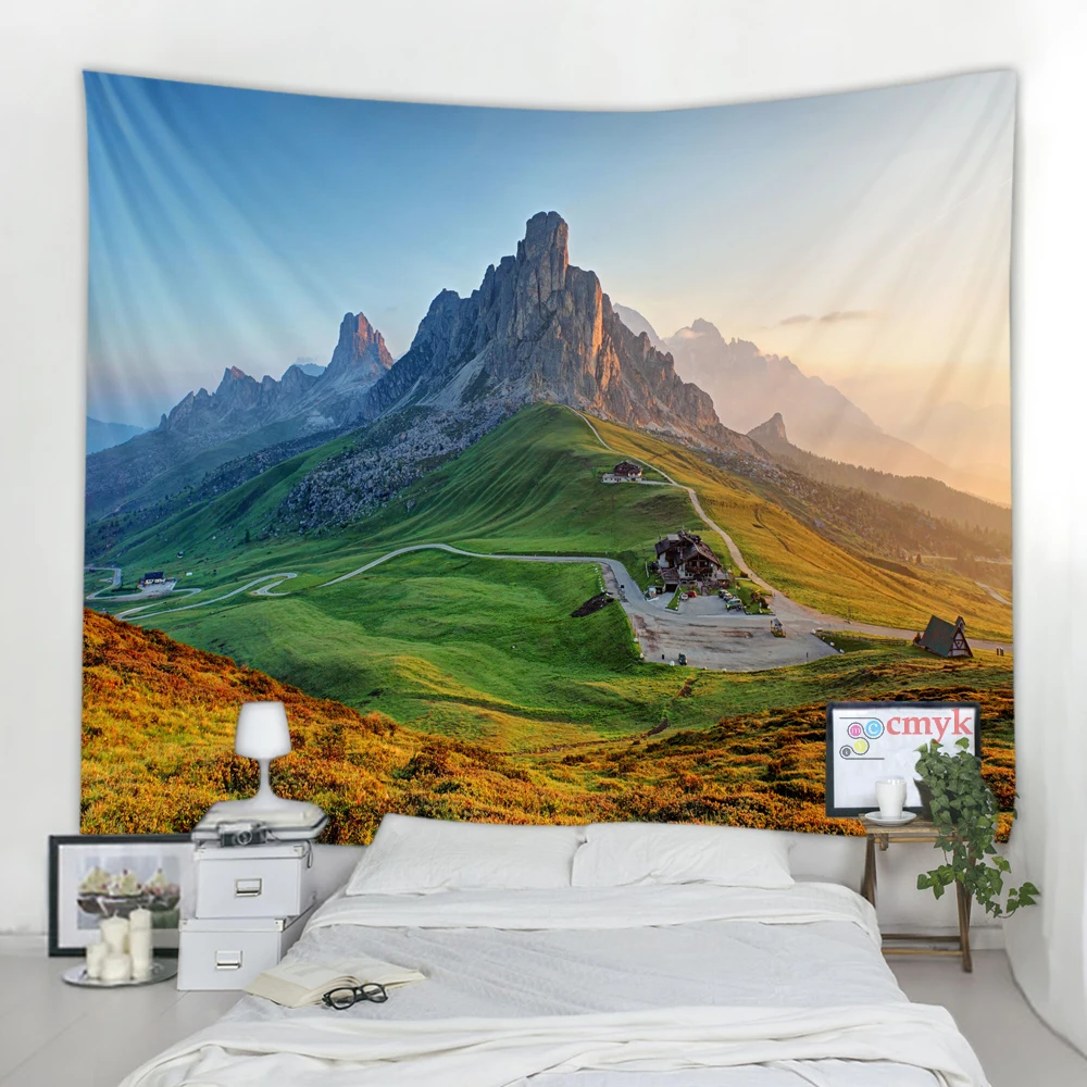 

Berg rolling see landschaft wandteppich kunst psychedelic wand hängen strand handtuch mandala dekorative dünne decke yoga