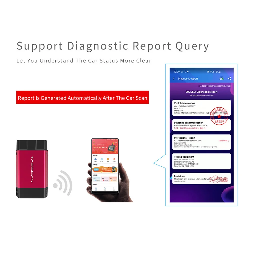 EUCLEIA Wiscan T2 полная система OBD2 Автомобильные диагностические инструменты для Android