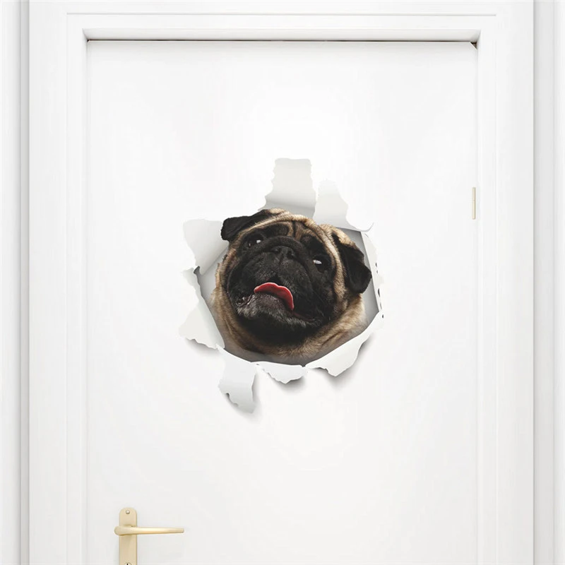 

Funny Dog Cat 3d Hole Toilet Stickers For Washroom House Decoration Diy Ainimals Pvc Mural Art Cartoon Puppy Kitten Kids Decals