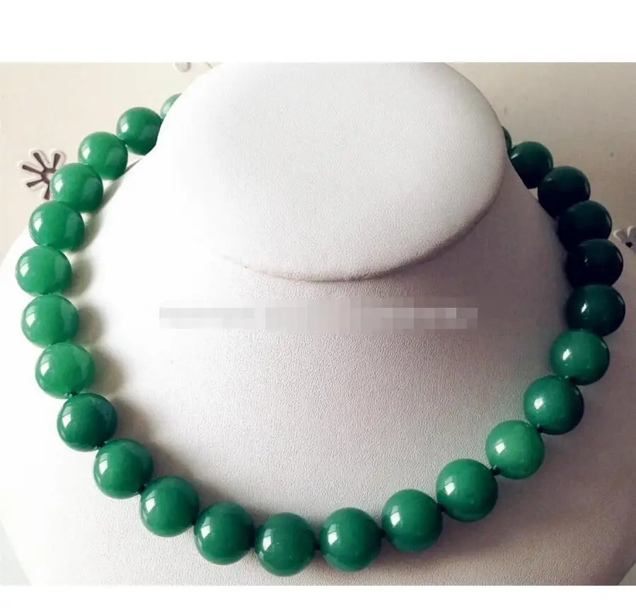 

natural green 14mm Beads Necklace 17 "