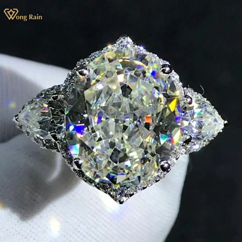 

Wong Rain 925 Sterling Silver VVS 3EX 5 CT Oval Cut Created Moissanite Gemstone Engagement Wedding Rings Fine Jewelry Wholesale