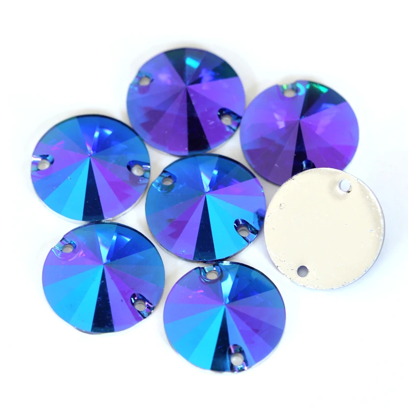 Круглые разноцветные стразы Rivoli из смолы, стразы для пришивания, стразы для пришивания, круглые стразы для пришивания одежды Y3625