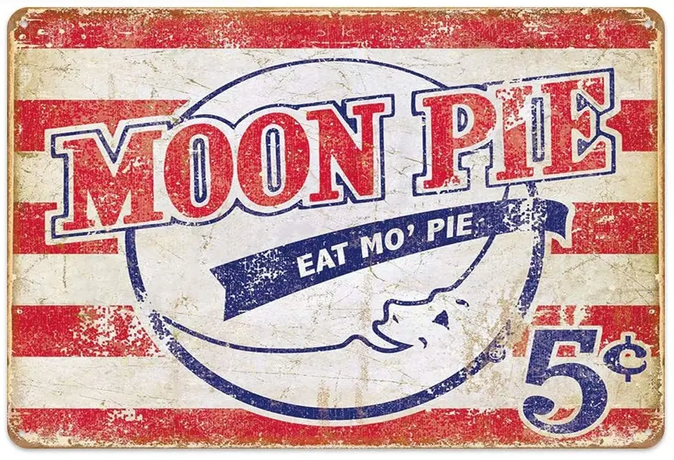 

Original Vintage Design Tin Metal Wall Art Signs, Moon Pie Wall Decoration Print Poster