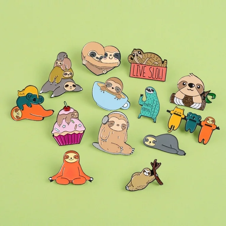 15 видов стилей милый Ленивец коала эмалевые булавки ленивый флэш значок