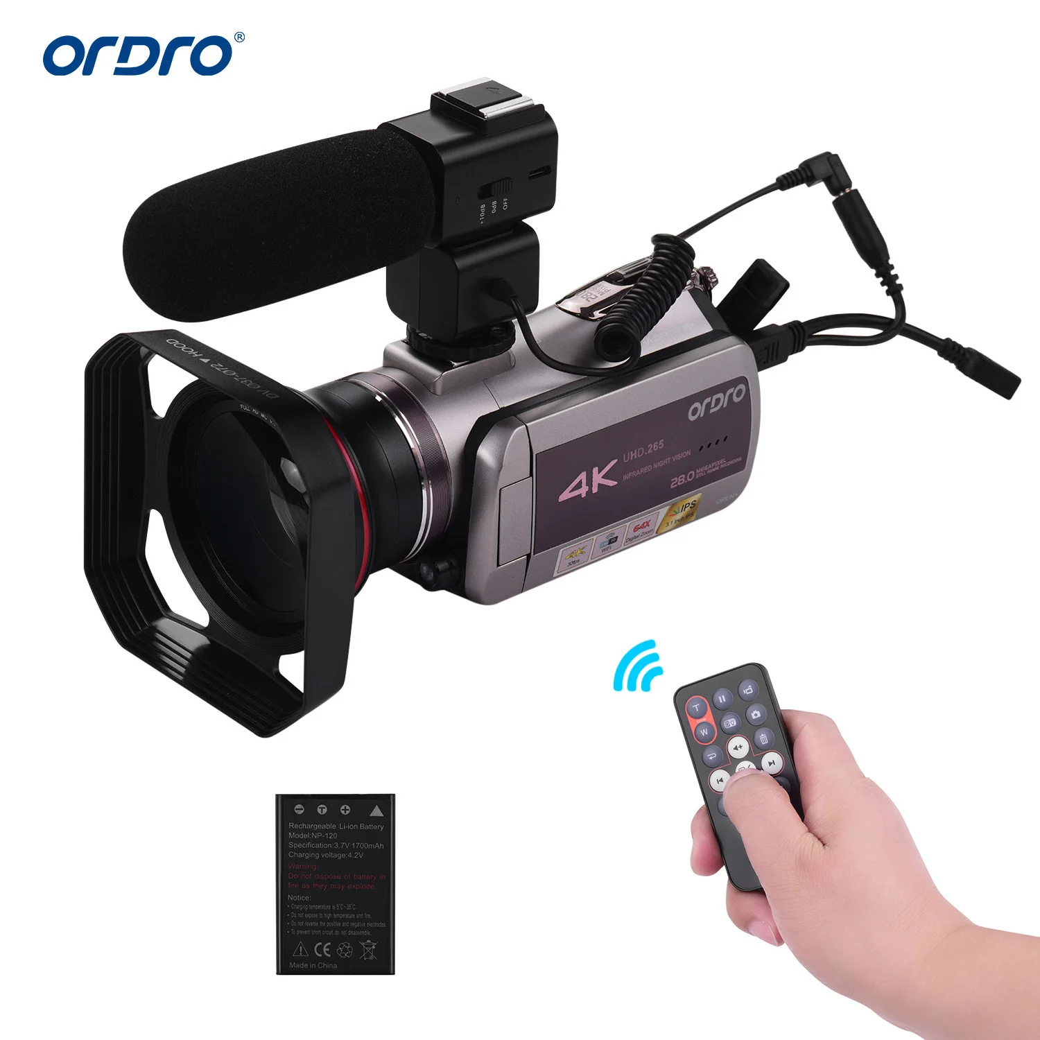 

Оригинальная Портативная Цифровая видеокамера ORDRO, 4K UHD, 30 кадров в секунду, Wi-Fi, видеокамера с 3,1 дюймовым IPS сенсорным экраном, цифровой виде...