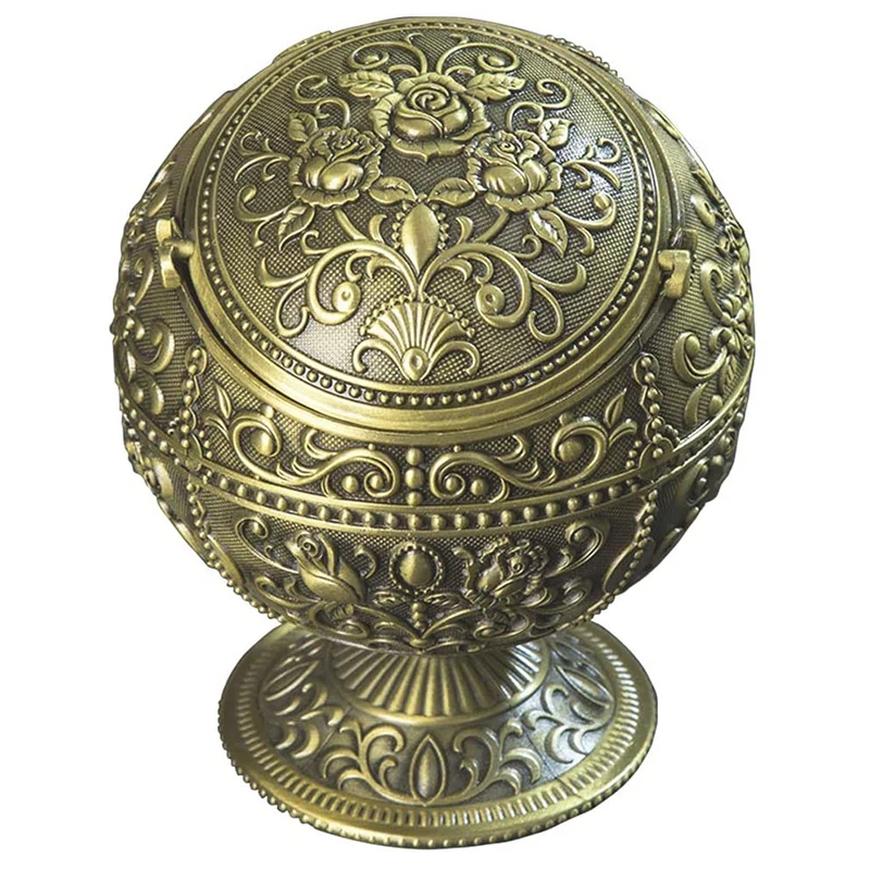 

Пепельница для сигар В Европейском ретро стиле с крышкой, металлическая пепельница с ручным прессованием, домашняя пепельница под античное...