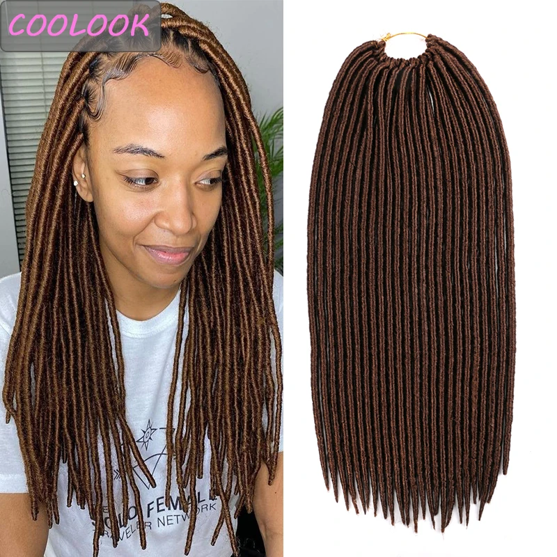 

Brown Faux Locs Crochet Hair 18Inch 24 Strand Soft Faux Locs Hair for Women Synthetic DreadLocks Crochet Braiding Hair Extension