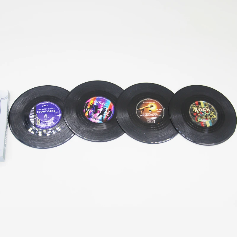 Подставки виниловые 4 шт. подставки для напитков в стиле ретро с держателем