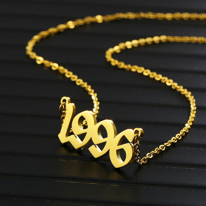 Женское золотое ожерелье из нержавеющей стали с цифрами 1990-2020 | Украшения и