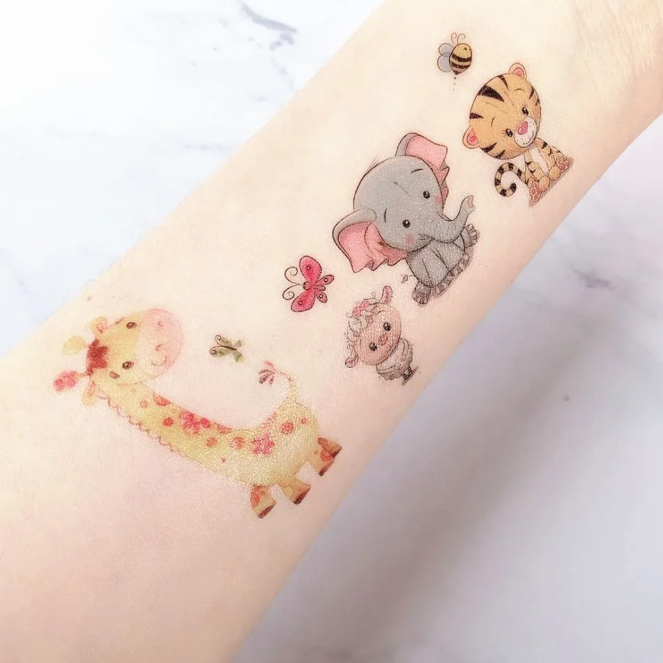 10 шт./компл. новогодние цветные Переводные татуировки для детей Мультяшные аниме