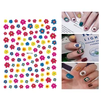 10pcs cartoon flower and sunflower nail sticker color line dot nail slider flame cloud self adhesive nail art decal