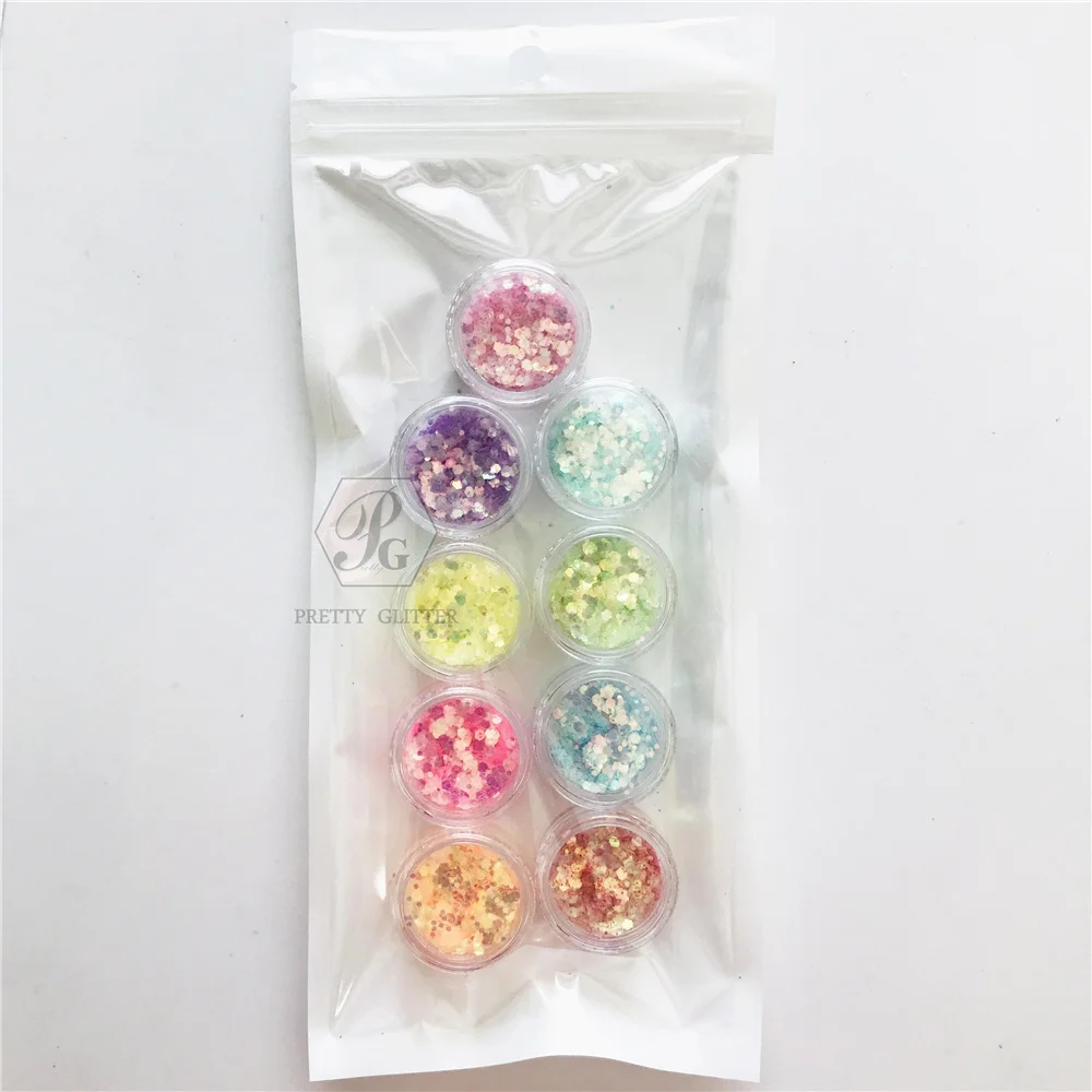 

PrettyG 1 Box High Sparkle Iridescent Chunky Mixes Glitter Opal Sequins for DIY Making Art Craft Nail Makeup Decoration CHM.