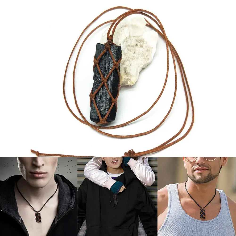 1 шт. ожерелье из натурального черного турмалина в стиле ретро кулон