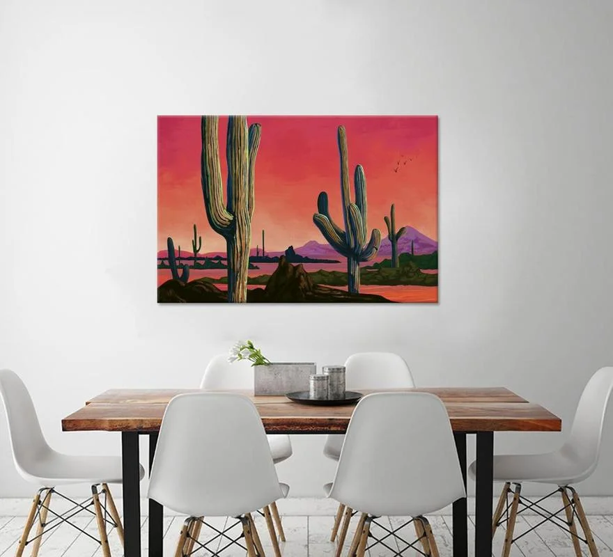 Пейзаж холст живопись большие сагуарос в пустыне настенный художественный