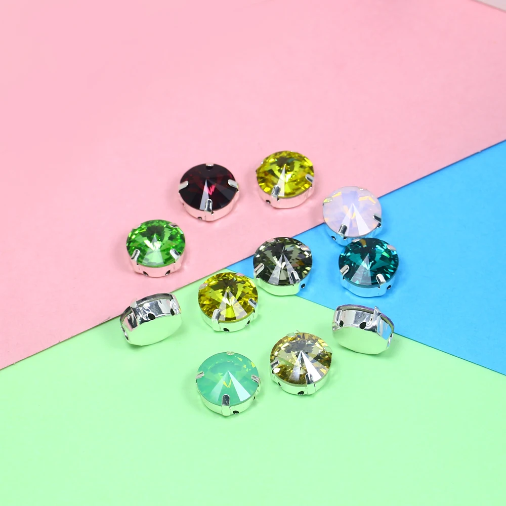 Круглые стразы Rivoli прозрачные стеклянные с плоским основанием клей на