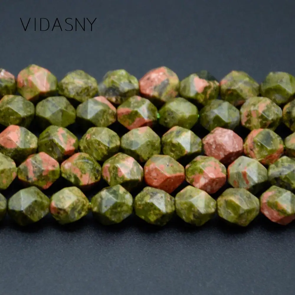 Natural Gem Faceted Unakite Stone Beads For Jewelry Making 6/8/10mm Spacer Diy Bracelet Necklace 15'' Wholesale | Украшения и