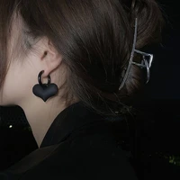 2021 new trendy black heart dangle hoop earrings cool fashion punk earrings for women girls jewelry gift