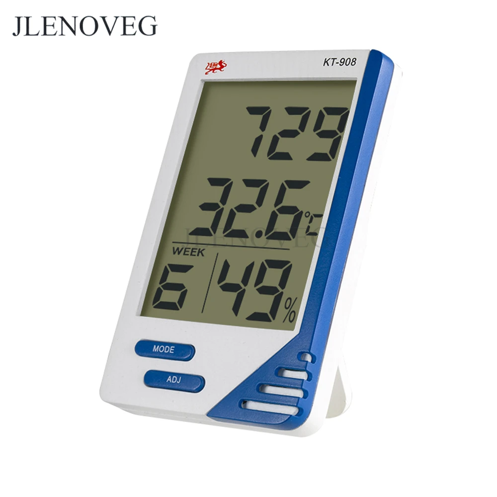 

Цифровой термометр C / F с ЖК-дисплеем, метеостанция с гигрометром, отображением температуры, даты, календаря, даты, будильника, для помещений и улицы