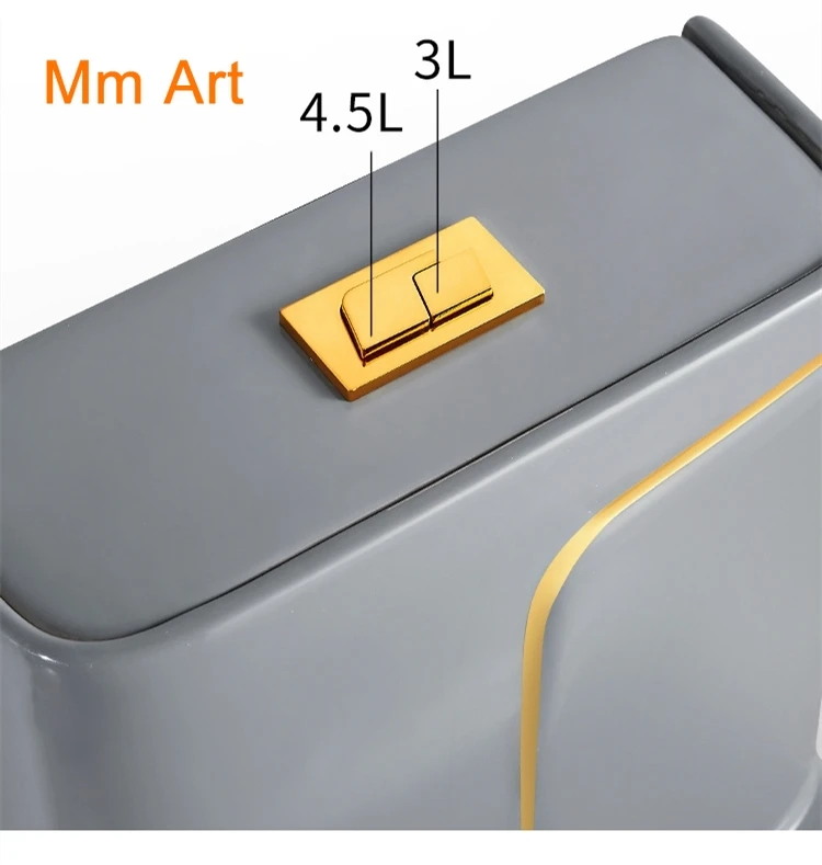 Серые золотые керамические туалеты для ванной комнаты Цельный унитаз P-trap/S-trap