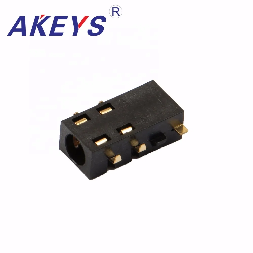 

10 pcs PJ-3027A 3.5 earphone jack 6 pin insert pin without fixed pin jack sinking plate without top bent in the front flat